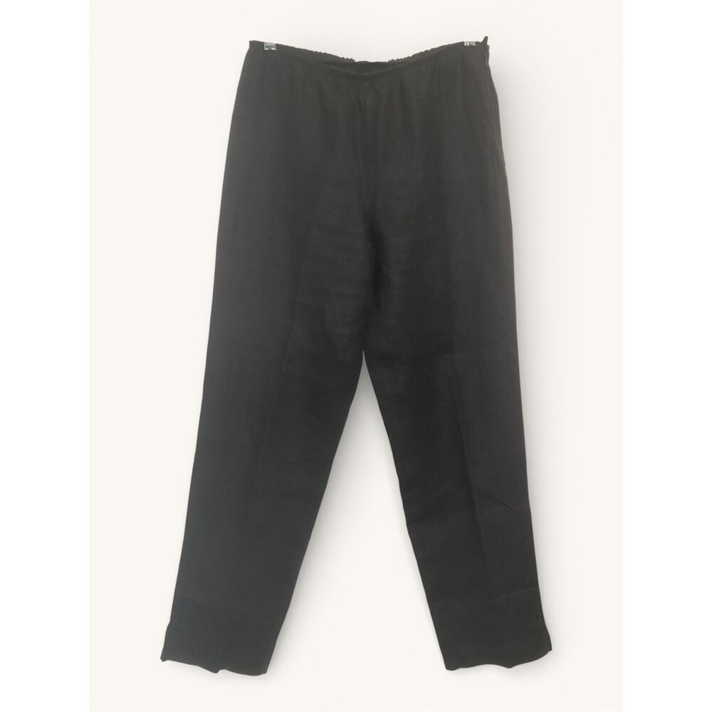 EILEEN FISHER Pants XS Organic Cotton Stretch Twill Tapered Ankle Side Zip Black